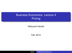 Business Economics. Lecture 4 Pricing