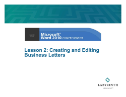Lesson 2: Creating and Editing Business Letters