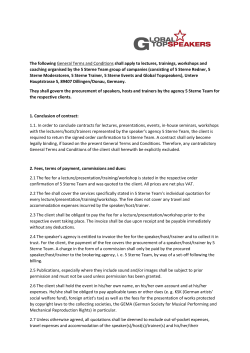 The following General Terms and Conditions shall apply to lectures