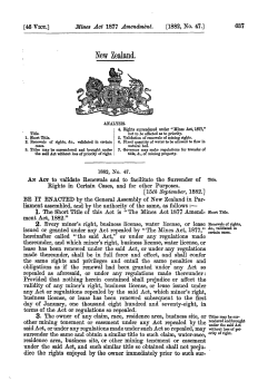 46 VICT 1882 No 47 Mines Act 1877 Amendment