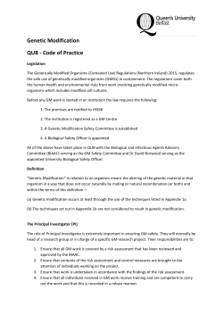QUB Genetic Modification Code of Practice