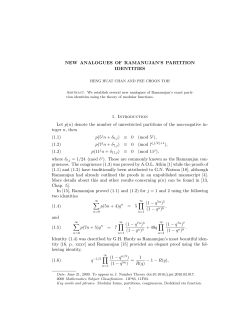NEW ANALOGUES OF RAMANUJAN`S PARTITION IDENTITIES 1