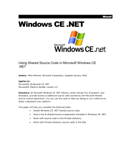 Installing Windows CE .NET Shared Source Code