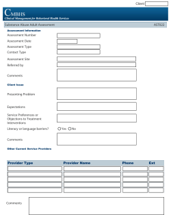 CMBHS - Substance Abuse Adult Assessment