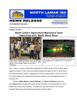 North Lamar`s Agricultural Mechanics Team Takes First at Ft. Worth