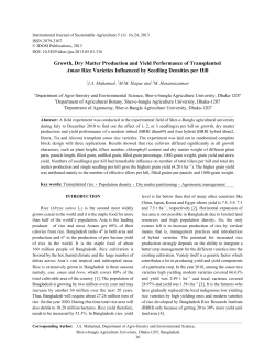 Growth, Dry Matter Production and Yield Performance of