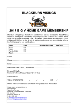 BLACKBURN VIKINGS 2017 BIG V HOME GAME MEMBERSHIP