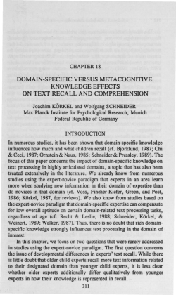 domain-specific versus met acognitive knowledge effects on text