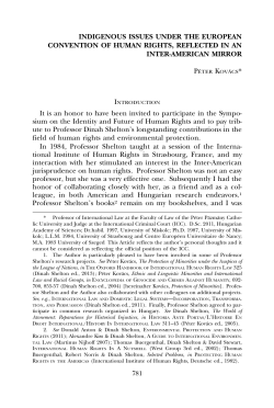 INDIGENOUS ISSUES UNDER THE EUROPEAN CONVENTION OF
