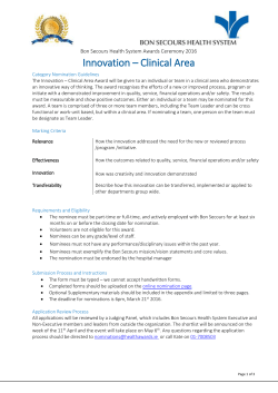 Innovation &ndash; Clinical Area - Health Services Staff Recognition Awards