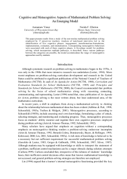 Cognitive and Metacognitive Aspects of Mathematical