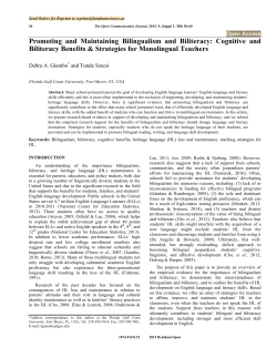Promoting and Maintaining Bilingualism and Biliteracy: Cognitive