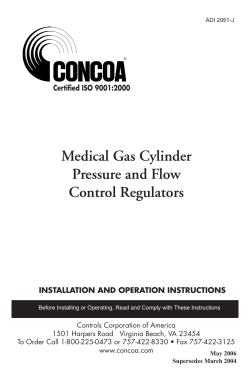 Medical Gas Cylinder Pressure and Flow Control Regulators