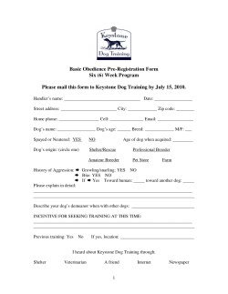 Basic Obedience Pre-Registration Form Six (6) Week Program