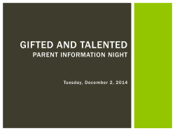 Gifted and Talented Parent Information Night
