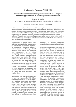 A review of three approaches to cognitive assessment, and a