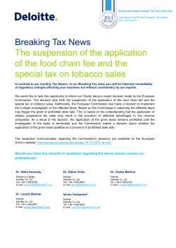 Breaking Tax News The suspension of the application of the food