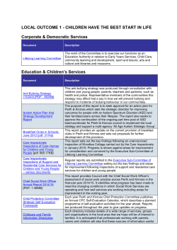 LOCAL OUTCOME 1 - CHILDREN HAVE THE BEST START IN LIFE