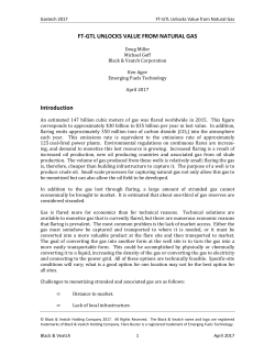 FT-GTL UNLOCKS VALUE FROM NATURAL GAS