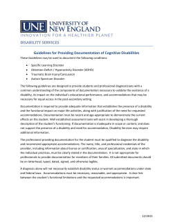 DISABILITY SERVICES Guidelines for Providing Documentation of