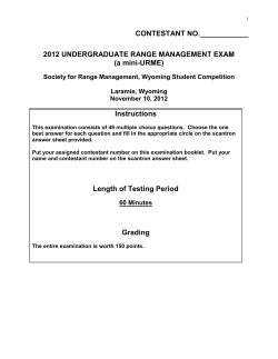 CONTESTANT NO.______ 2012 UNDERGRADUATE RANGE