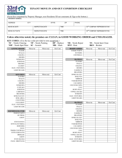 (Form first completed by Property Manager, next Residents fill out