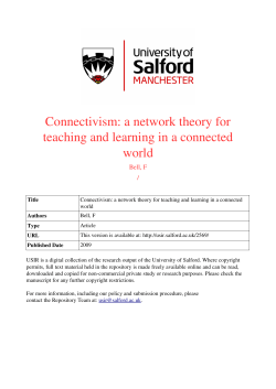 Connectivism: a network theory for teaching and learning in a