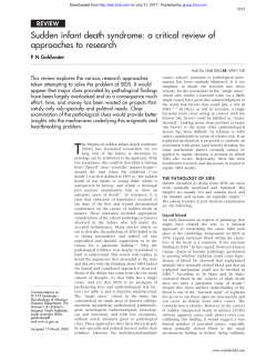 Sudden infant death syndrome: a critical review of approaches to