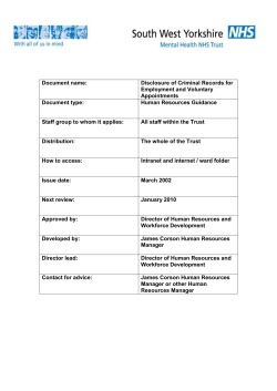 Disclosure of Convictions - South West Yorkshire Partnership NHS