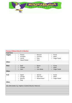 Nursery Food Form - Kookaburra Child Care Mackay