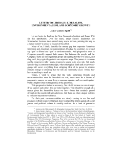 letter to liberals: liberalism, environmentalism, and economic growth