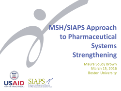 MSH/SIAPS Approach to Pharmaceutical