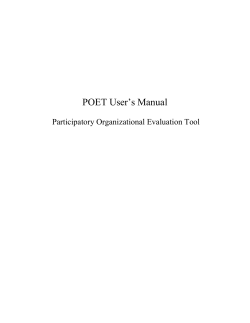 Manual for POET - Managing for Impact