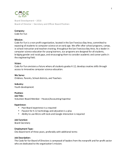 Board Development – 2016 Board of Director