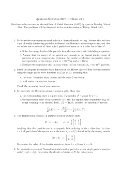 Quantum Statistics 2017, Problem set 1