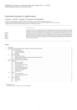 Fractal-like structures in colloid science