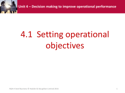 Unit 4 &ndash; Decision making to improve operational performance