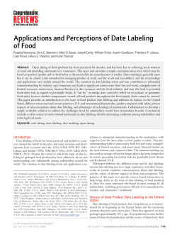 Applications and Perceptions of Date Labeling of Food