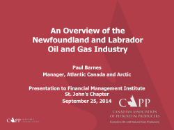 An Overview of the Newfoundland and Labrador Oil and Gas Industry
