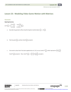 Modeling Video Game Motion with Matrices