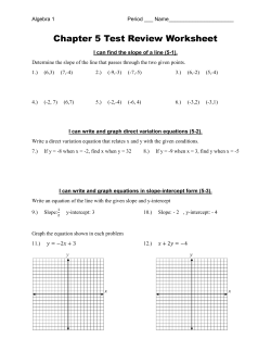 Chapter 5 Test Review Worksheet