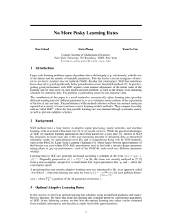 No More Pesky Learning Rates - Optimization for Machine Learning