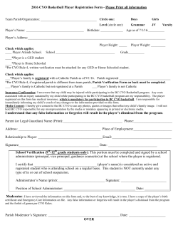 2004-05 BC CYO Basketball Player Registration Form