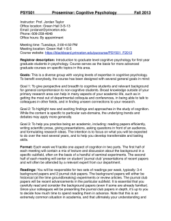PSY501 Proseminar: Cognitive Psychology Fall 2013