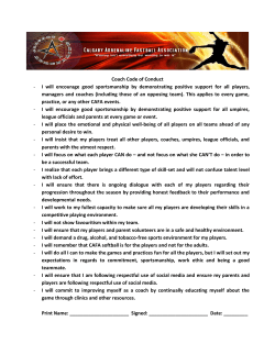 Coach Code of Conduct - I will encourage good sportsmanship by