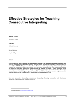 Effective Strategies for Teaching Consecutive Interpreting (PDF