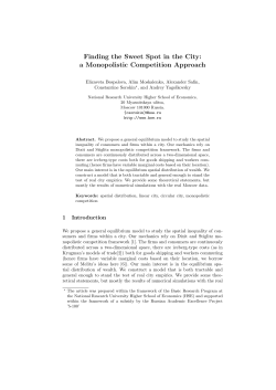 Finding the Sweet Spot in the City: a Monopolistic Competition