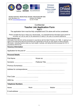 Application Form - Urmston Grammar School