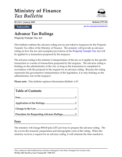 Bulletin PTT 021 Advance Tax Rulings
