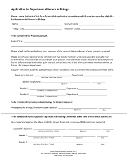 Application for Departmental Honors in Biology